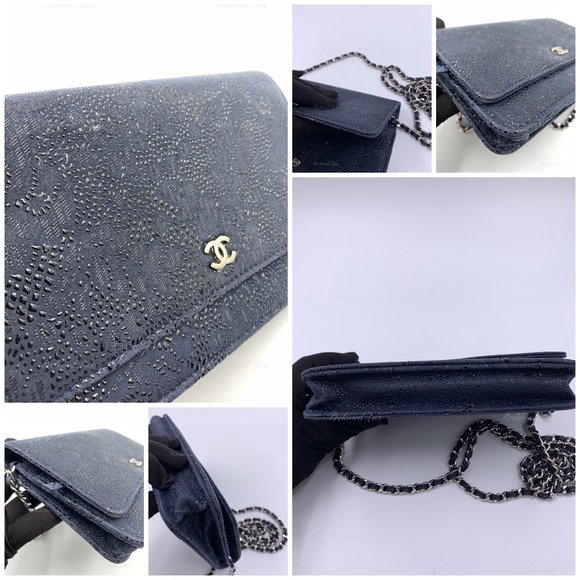 Authentic CHANEL Lace Embossed Wallet-on-the-chain WOC Crossbody Flap bag - Picture 10 of 16